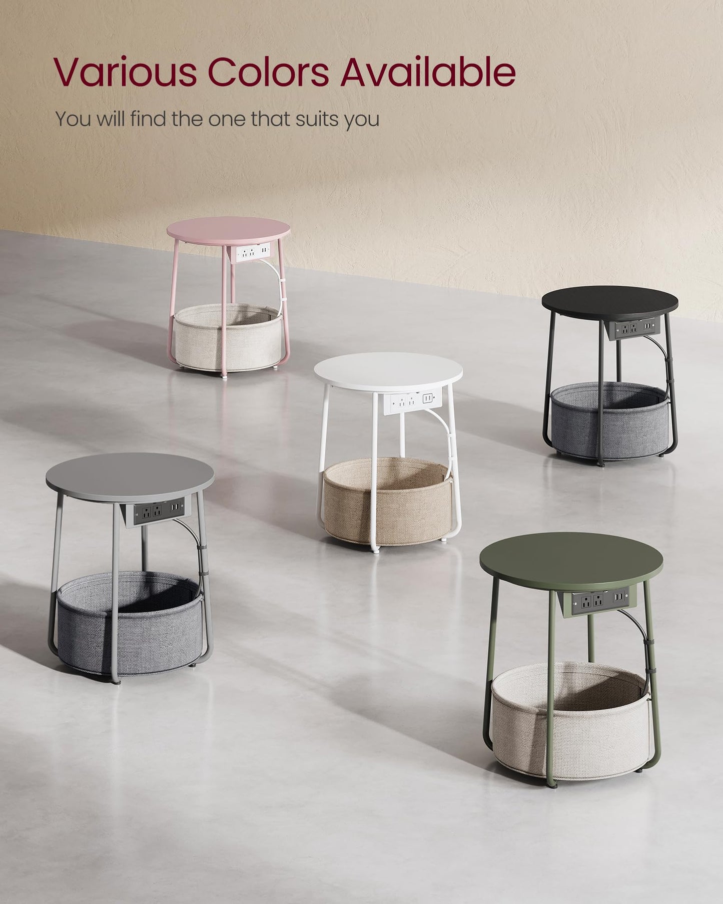 Side Table with Charging Station
