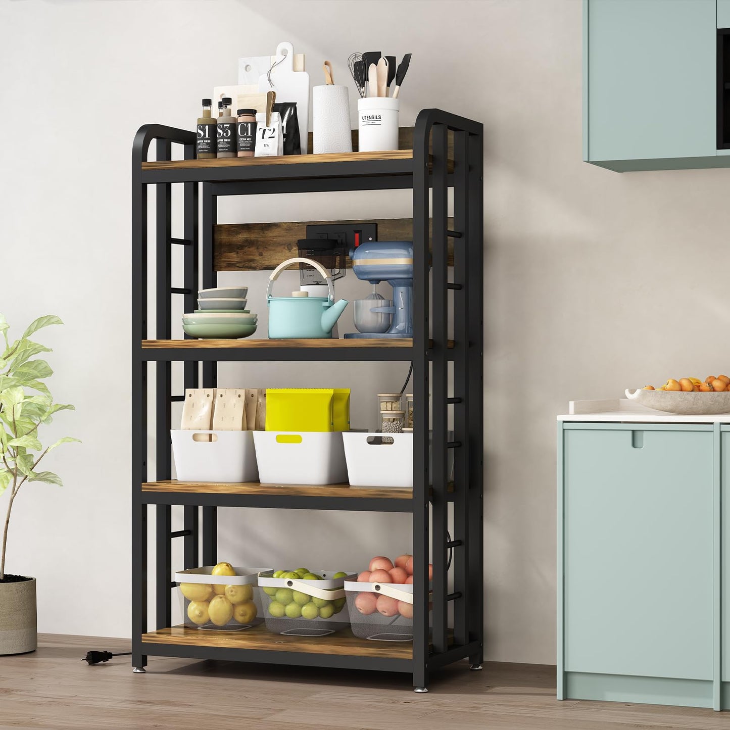 Rustic Brown Kitchen Rack