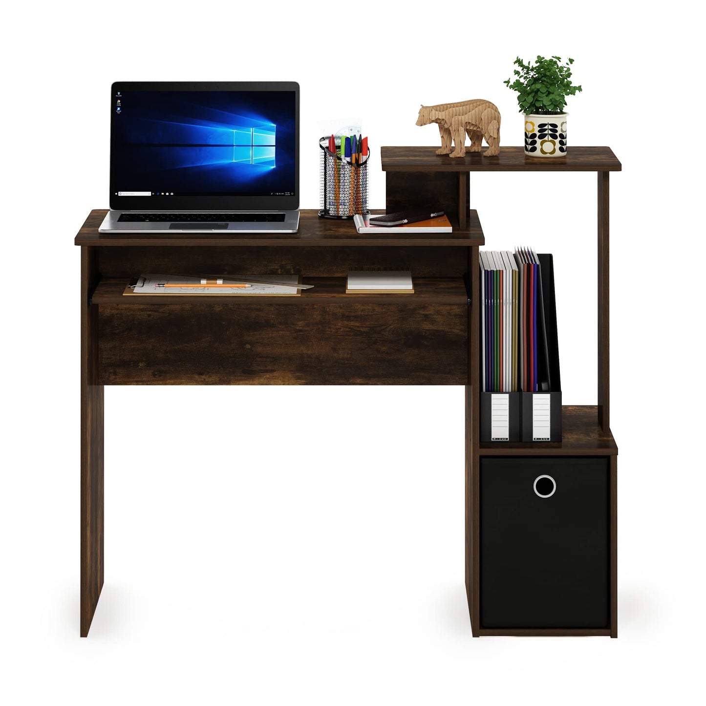 Amber Pine/Black Computer Desk