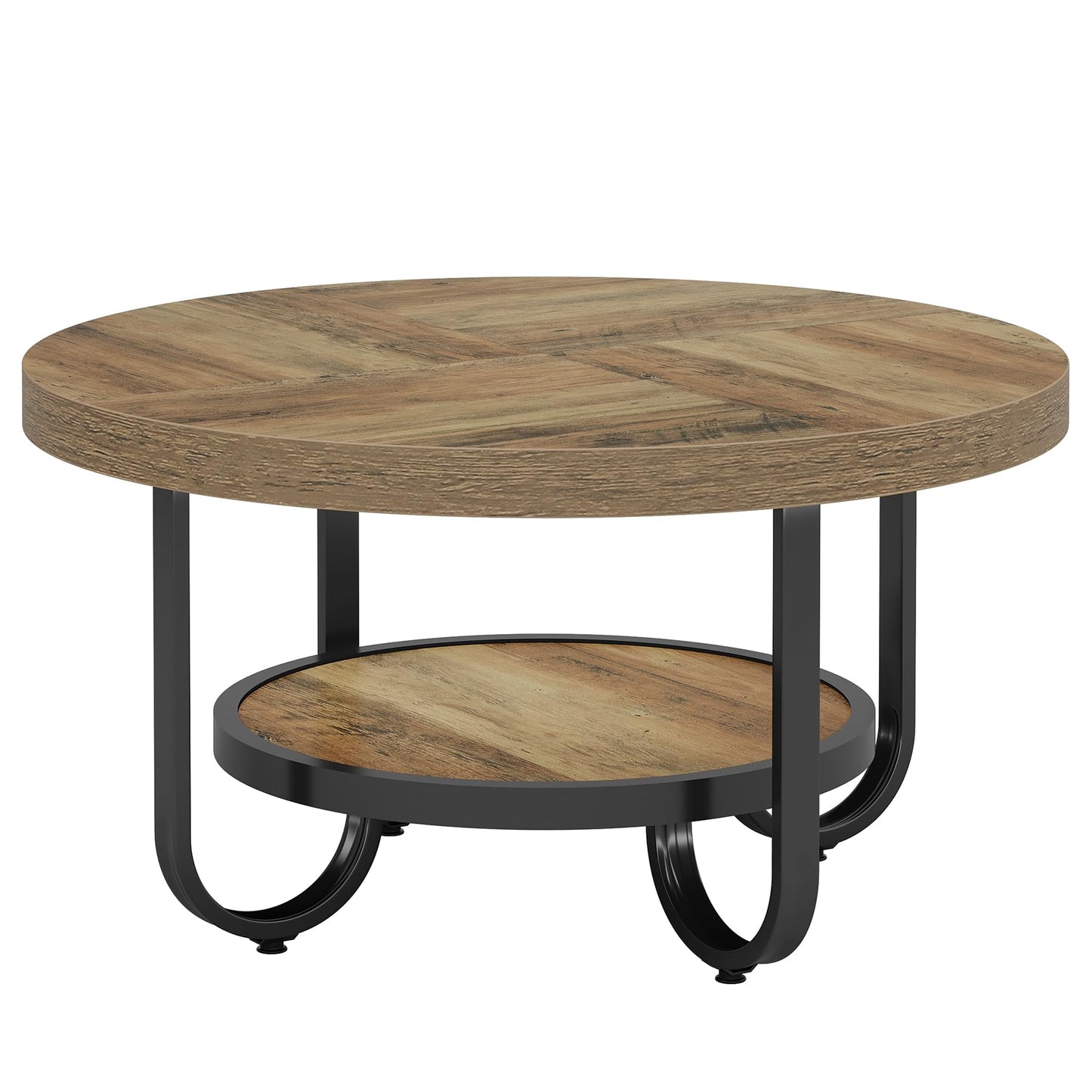 Brown Round Coffee Table for Living Room