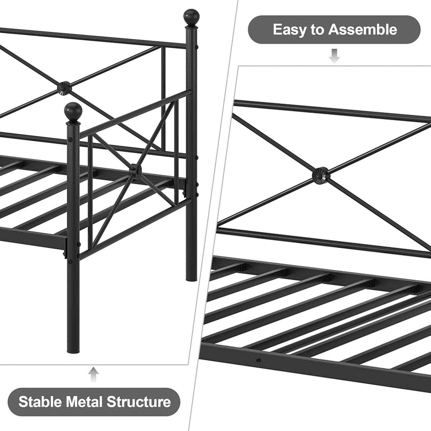 Metal Day Bed with Stylish Headboard