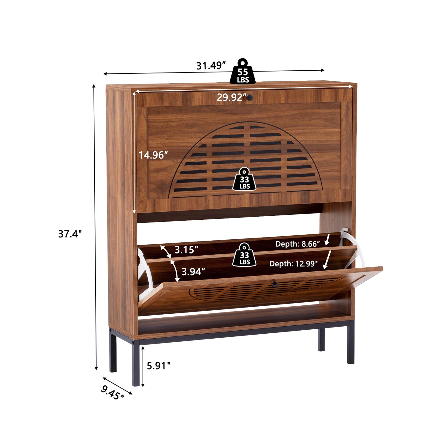 Shoe Storage Cabinet with 2 Flip Drawers