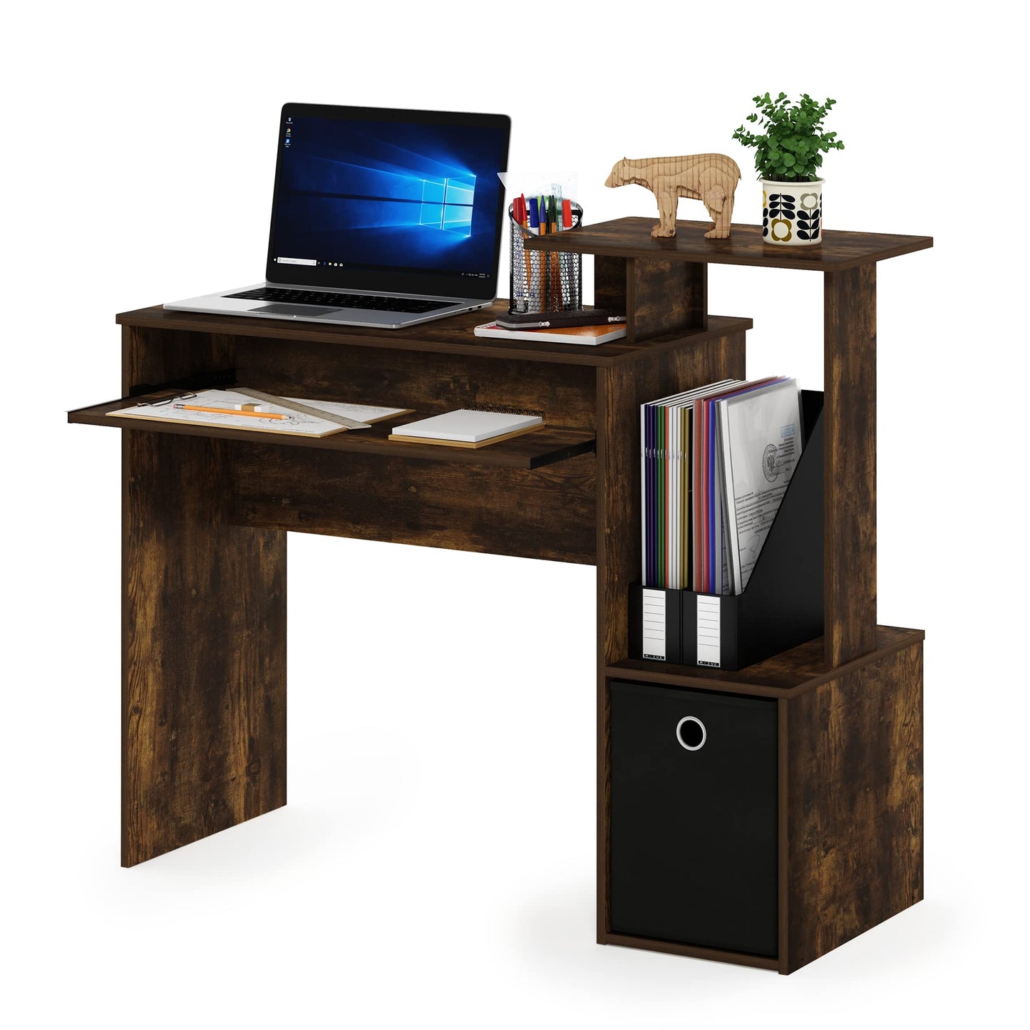 Amber Pine/Black Computer Desk