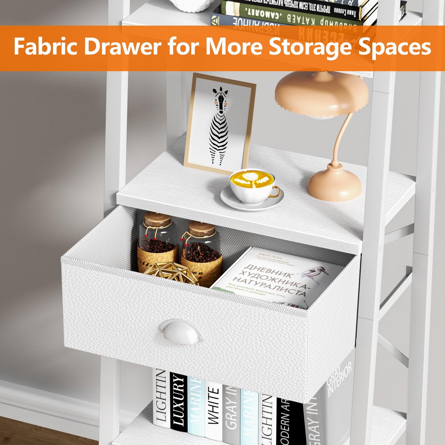 White 5 Tier Bookshelf