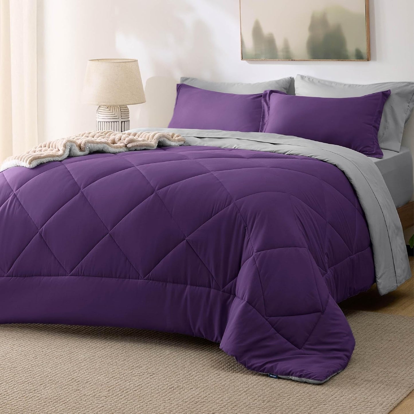 7 Pieces Reversible Comforter Set - Queen