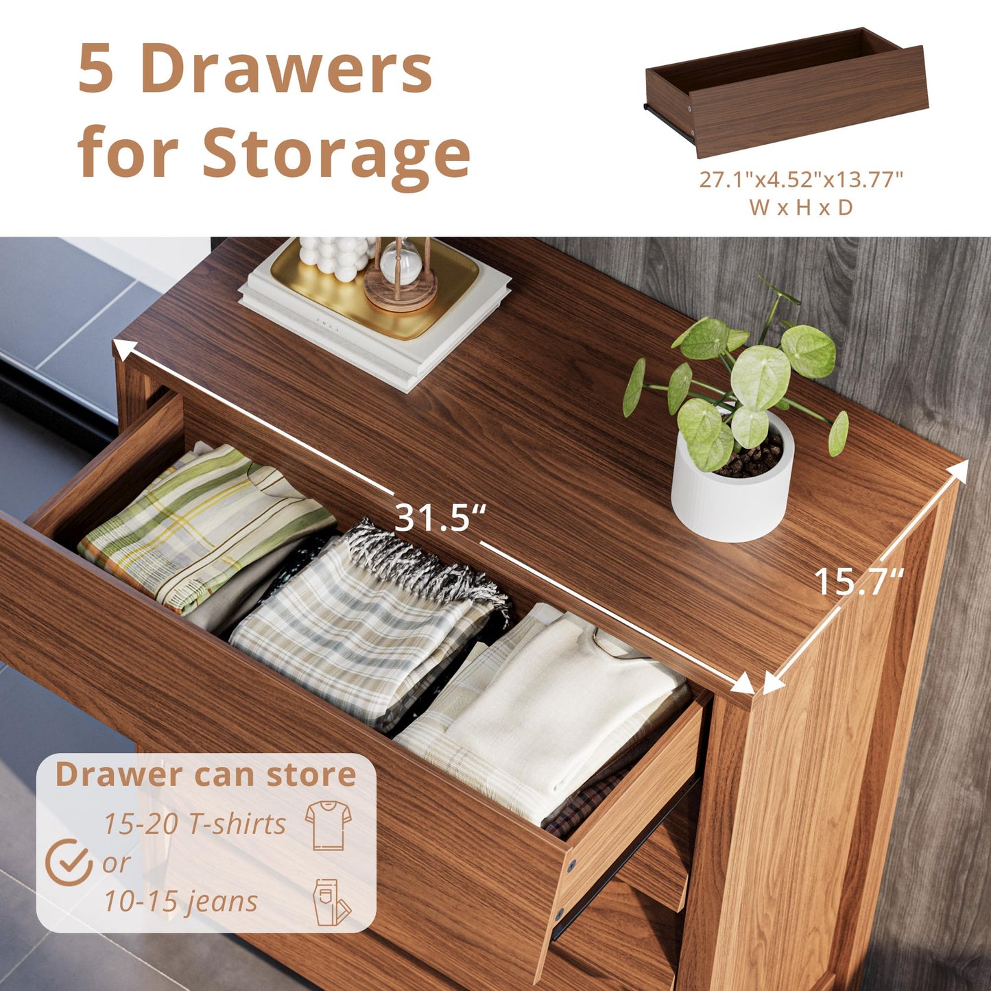 Modern Chest of Drawers with Handle less Design