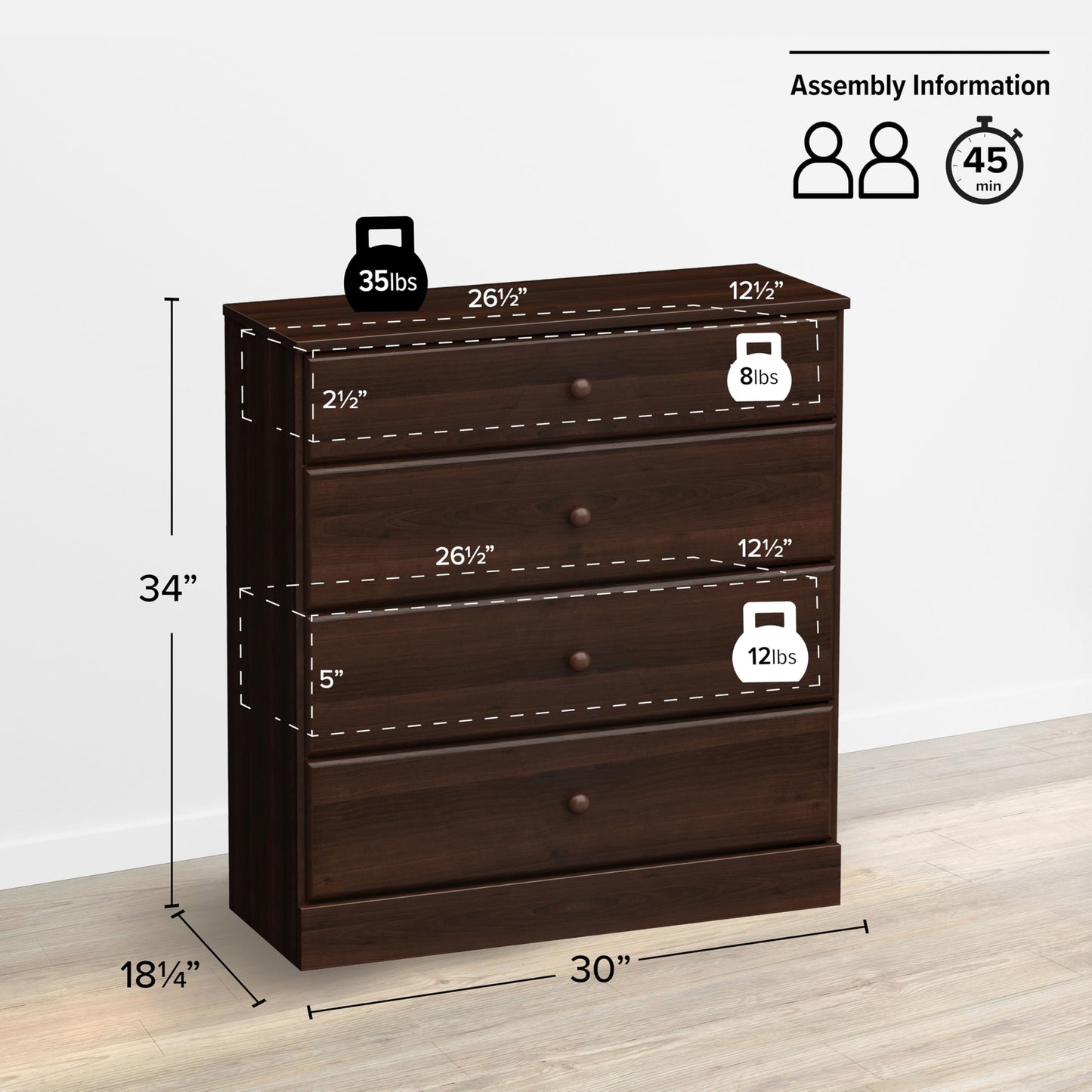 4-Drawer Dresser for Bedroom, Chest of Drawers