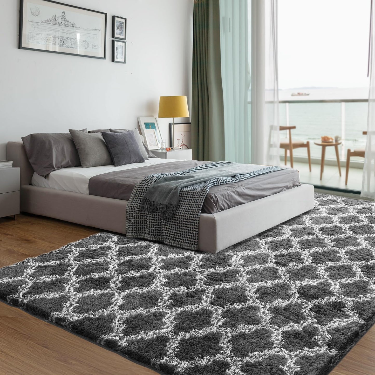Dark Grey/White Area Rugs