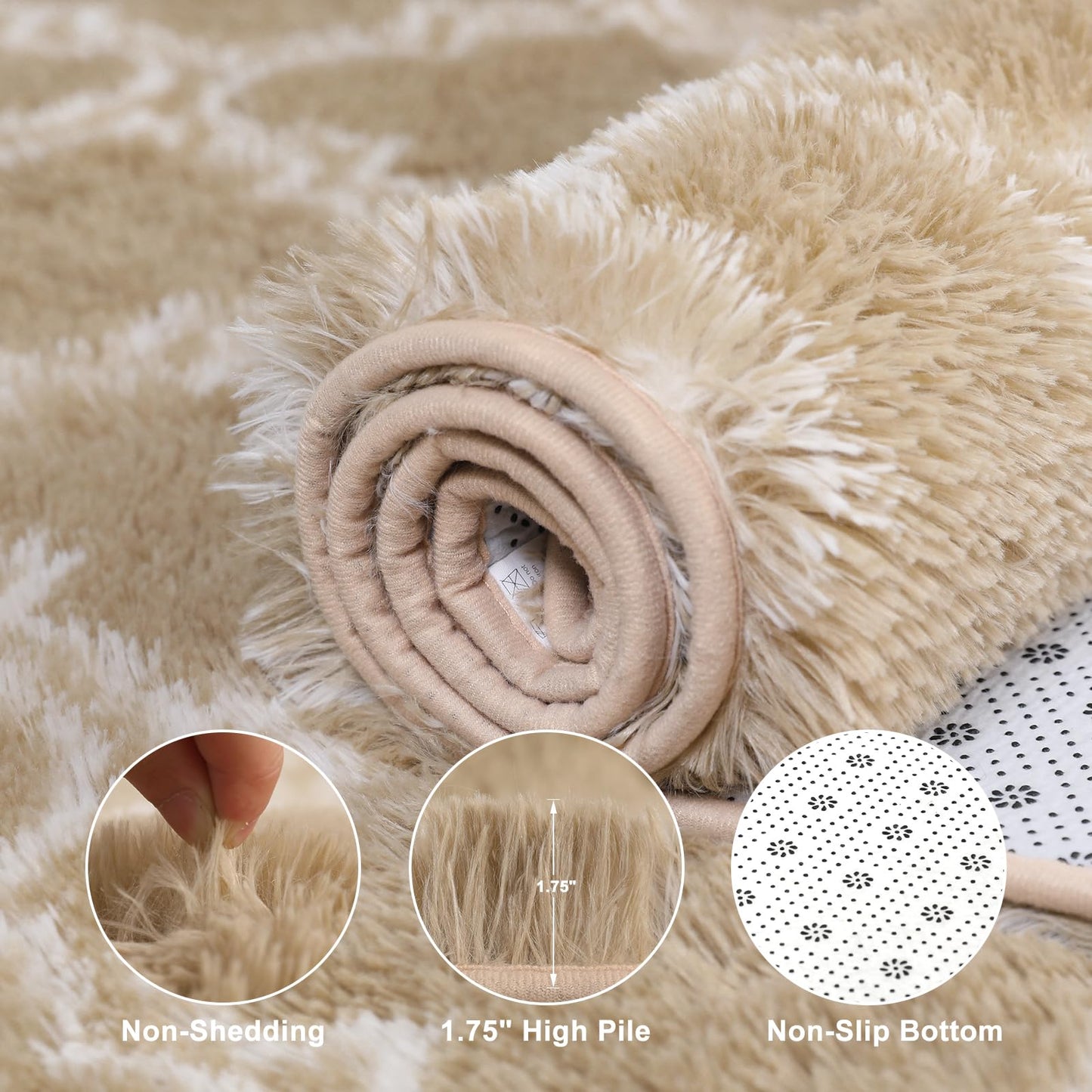 Beige/White Area Rugs