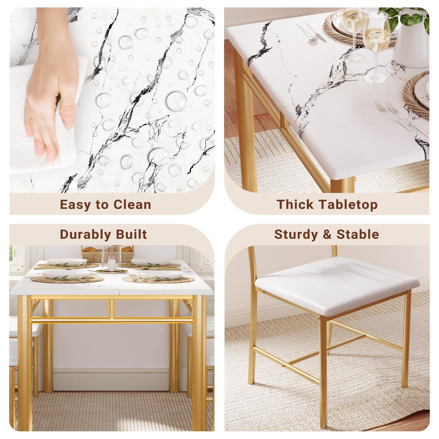 White & Gold Dining Table