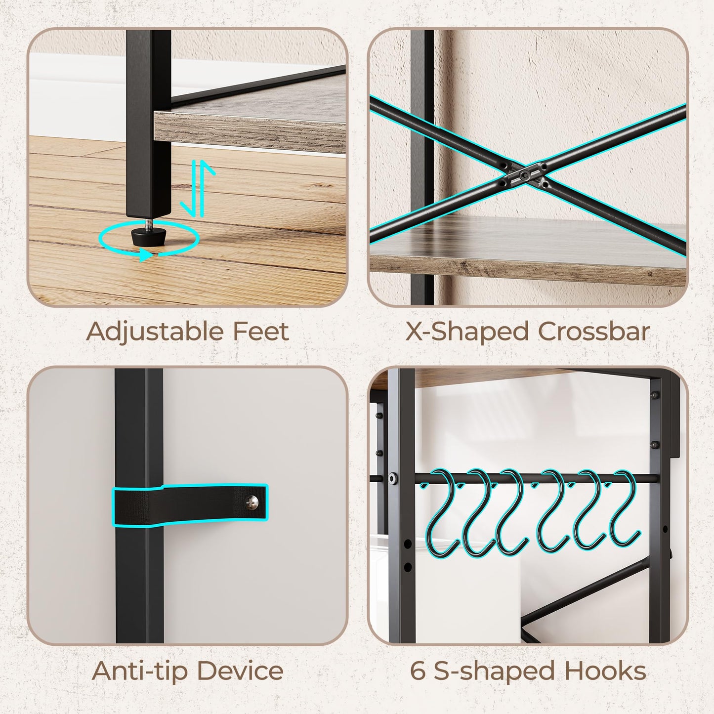 Greige Kitchen Rack