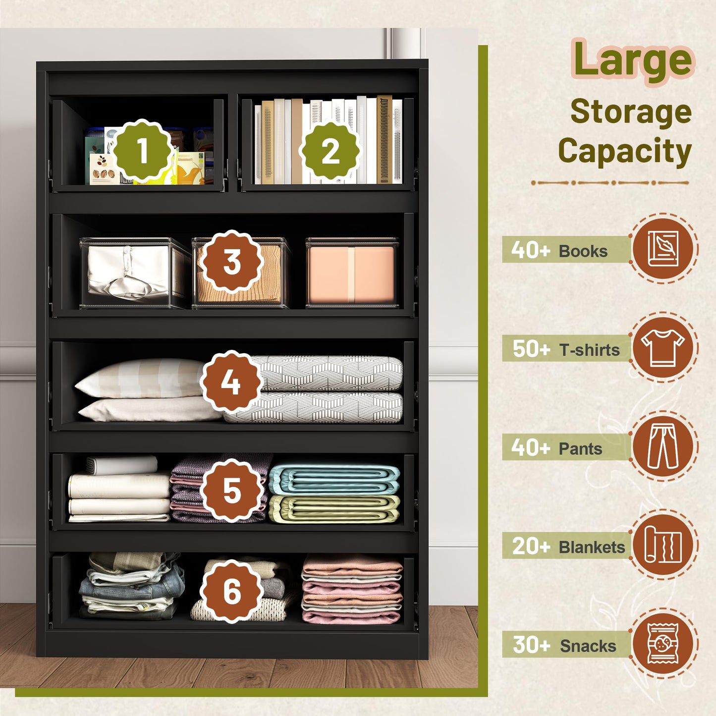 Tall Black Chest of Drawers for Bedroom