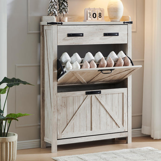Shoe Storage Cabinet with 2 Flip Drawers