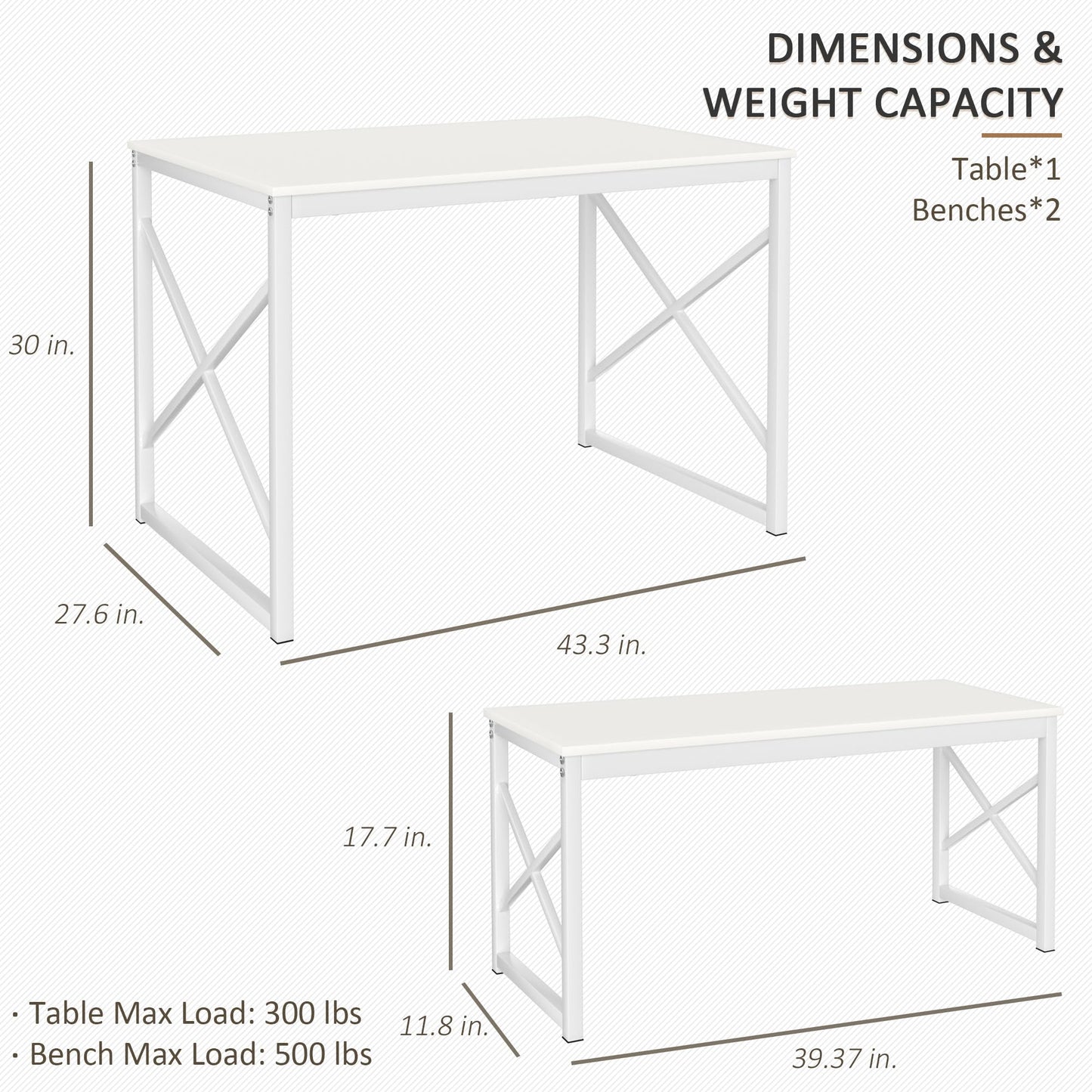 Kitchen Table with 2 Benches