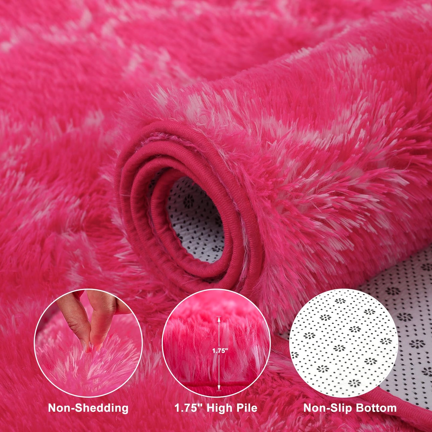 Hot Pink/White Area Rugs