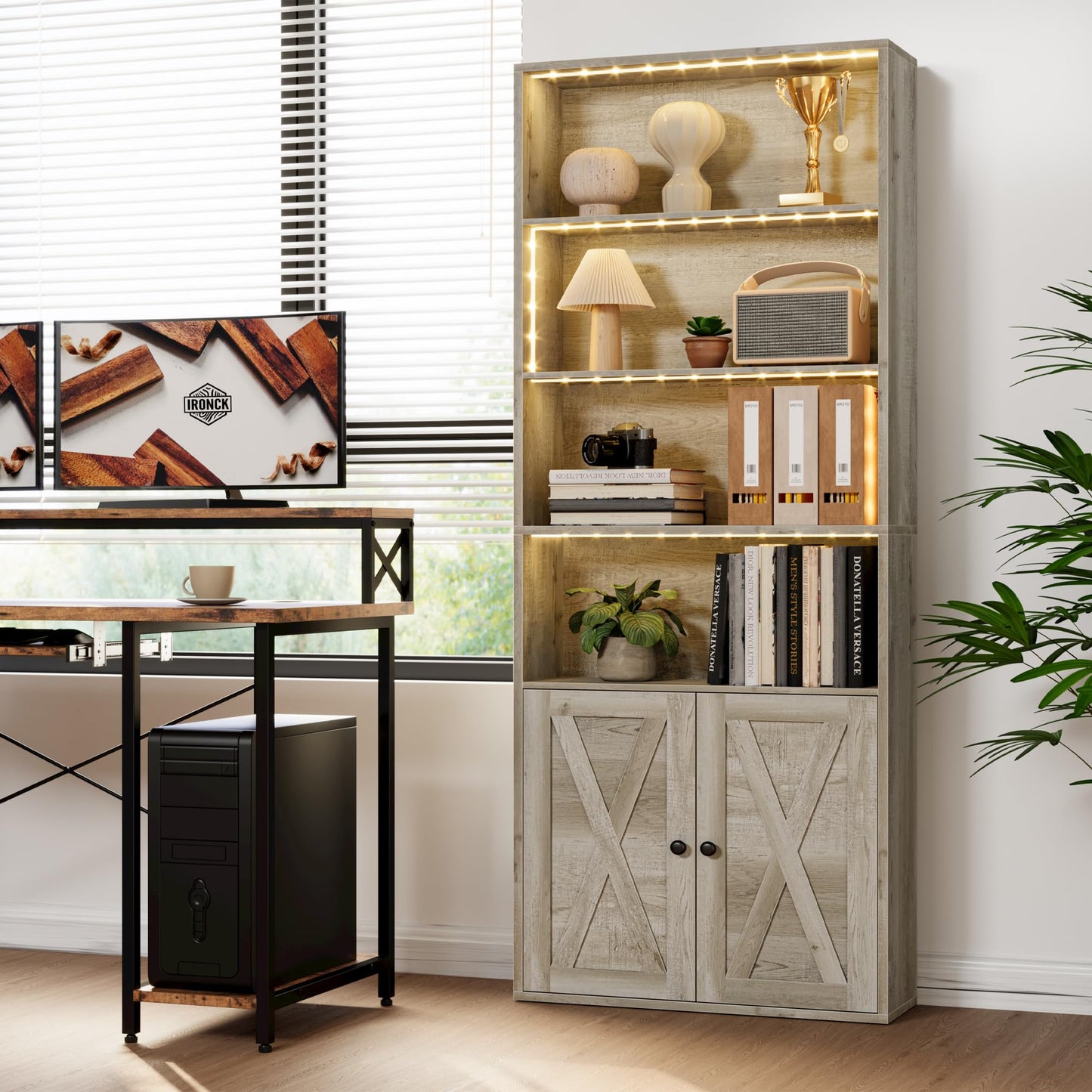 Beige Maple Tall Bookcase