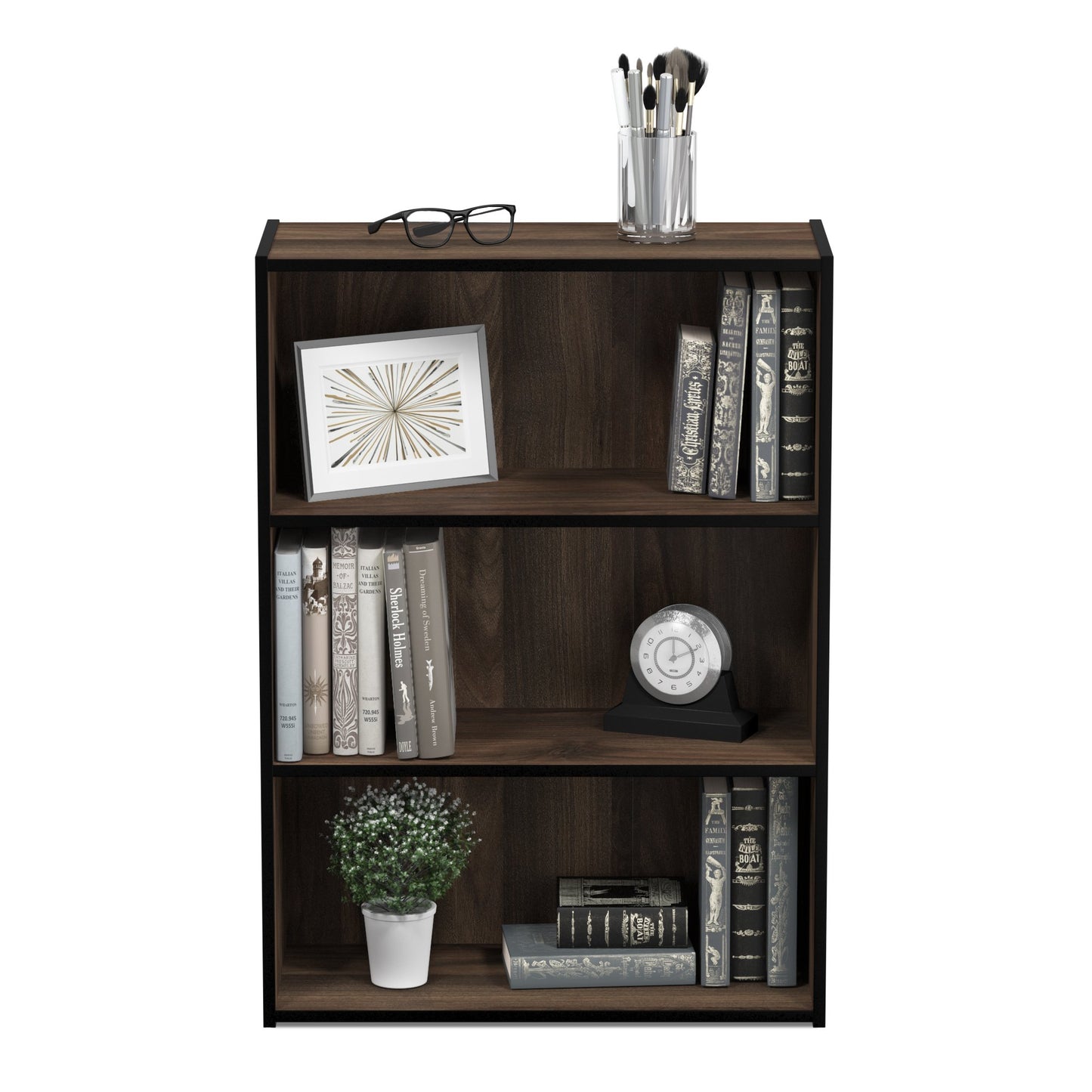 Columbia Walnut 3-Tier Open Shelf Bookcase