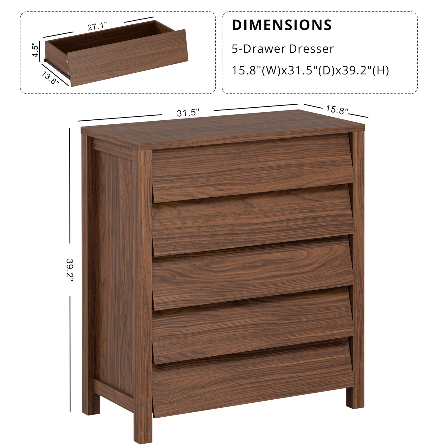 Modern Chest of Drawers with Handle less Design