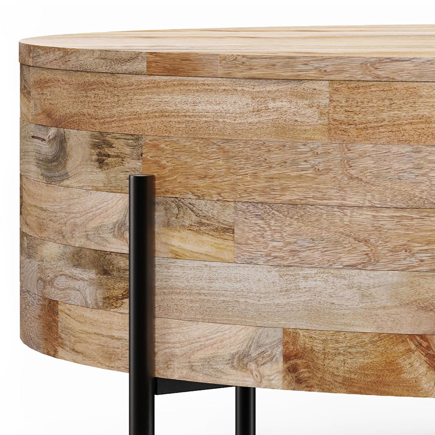 Natural Solid Mango Wood 38 inch Wide Round Modern