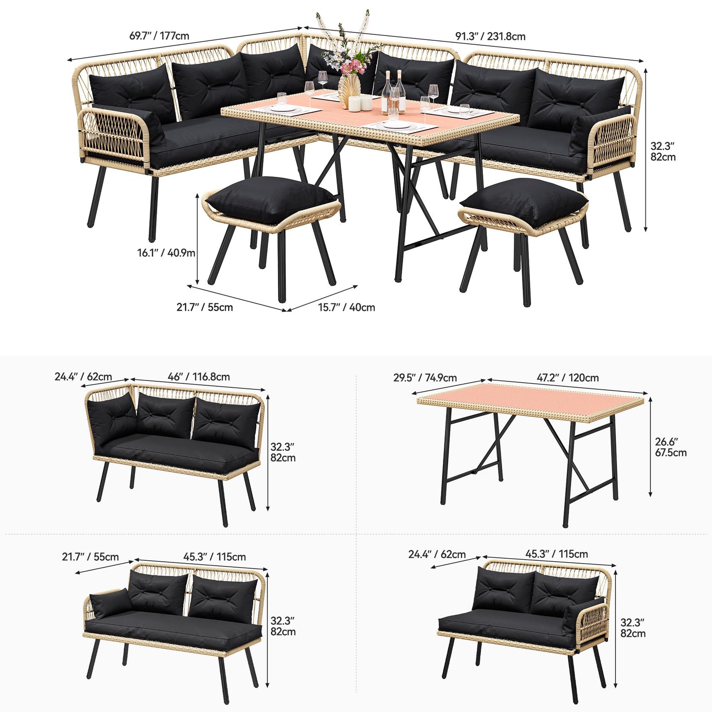 Outdoor L-Shaped Furniture Set