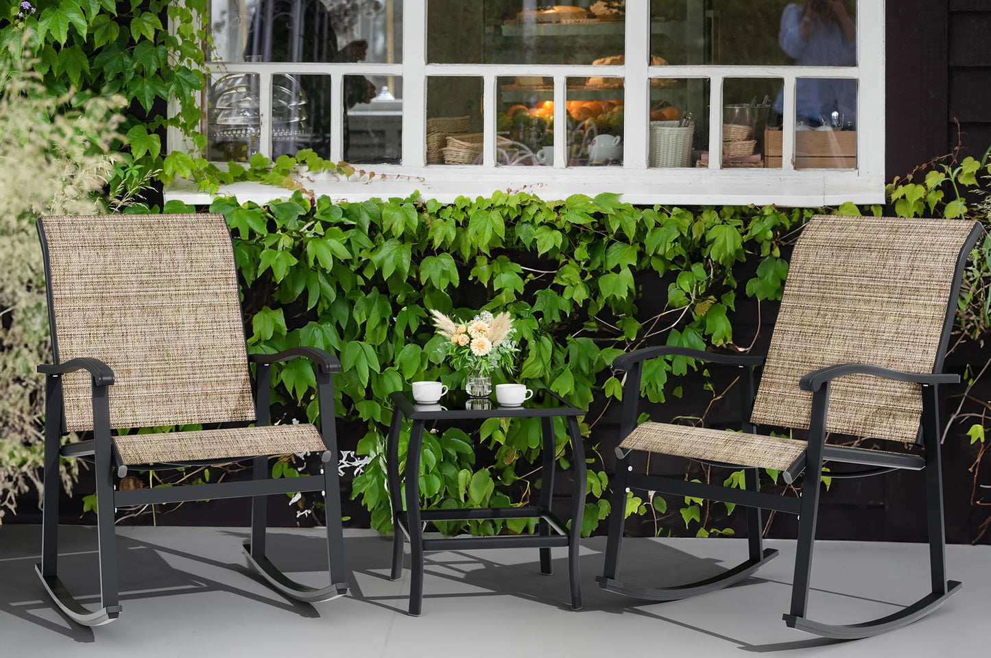 3 Piece Outdoor Rocking Bistro Set