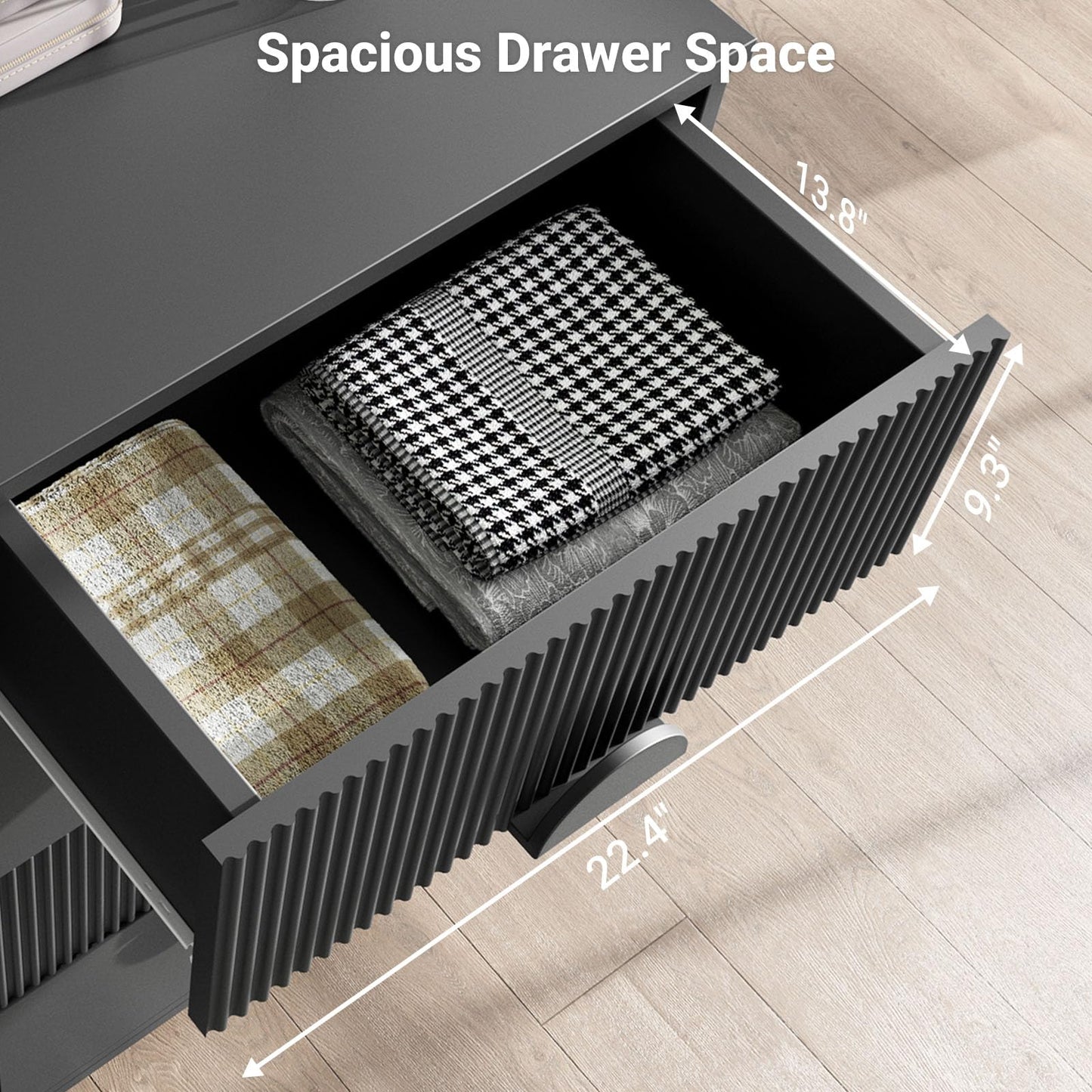 Modern 50" Wide Chest of Drawers, 8 Deep Drawers