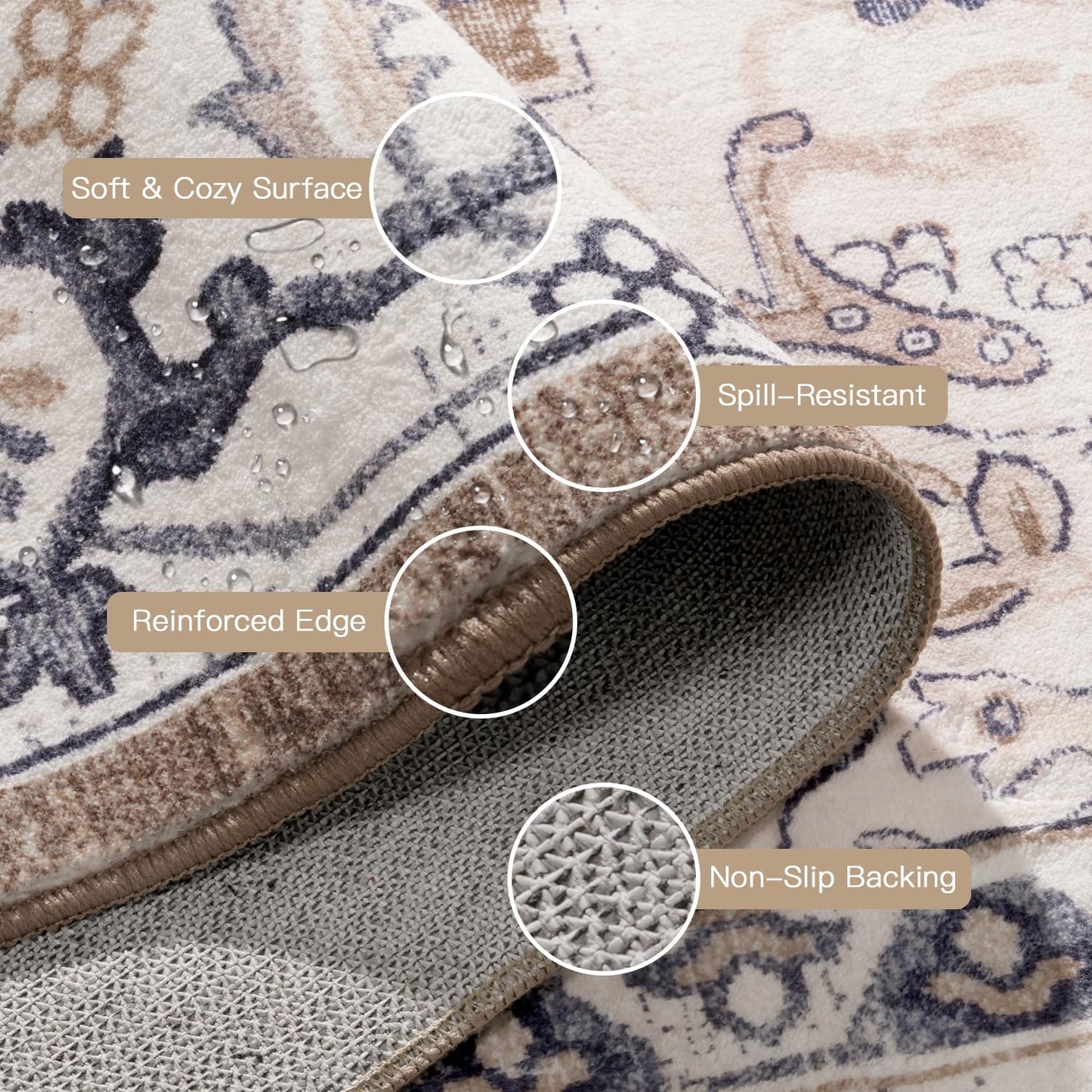 Floral Brown Area Rugs