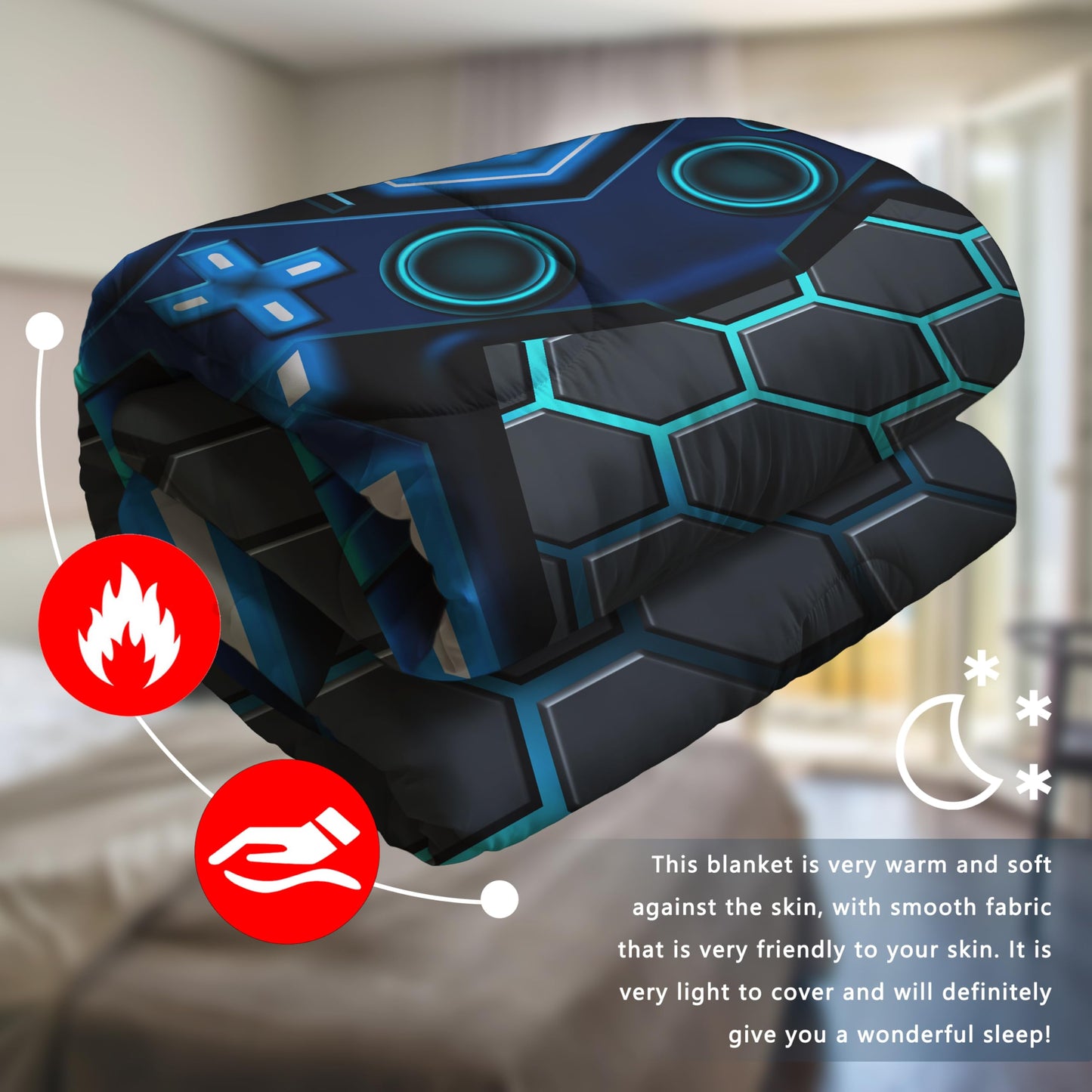 Comforter Twin Size Video Game Console Geometric Bedding Sets