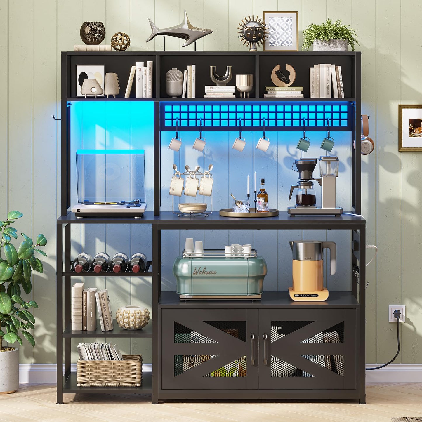 Black Farmhouse Coffee Bar Cabinet