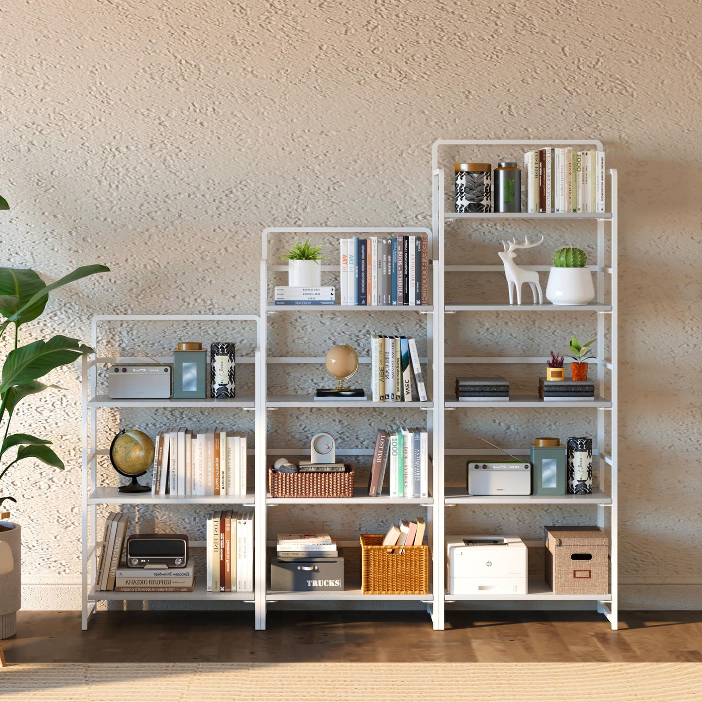 White 5 Tiers Folding Bookshelf