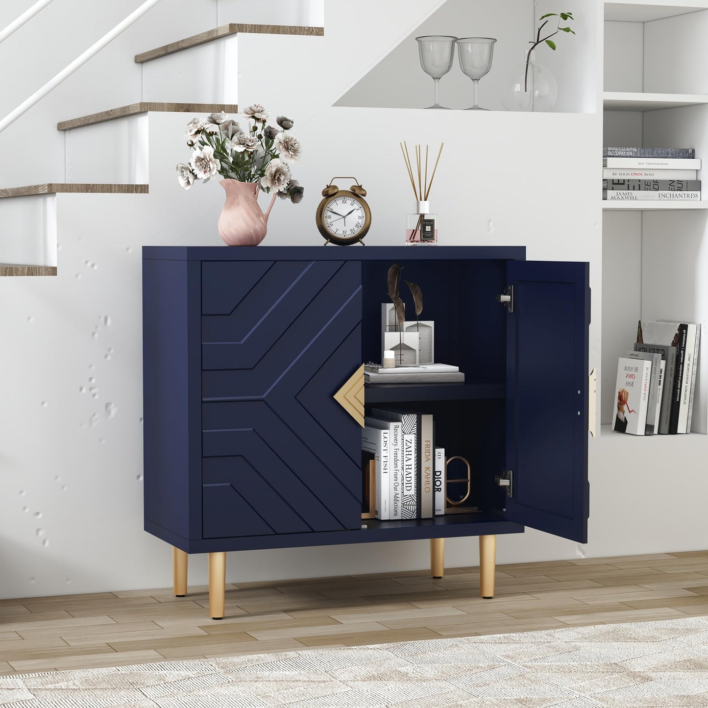 Sideboard Buffet with Decorative Embossed Pattern Doors