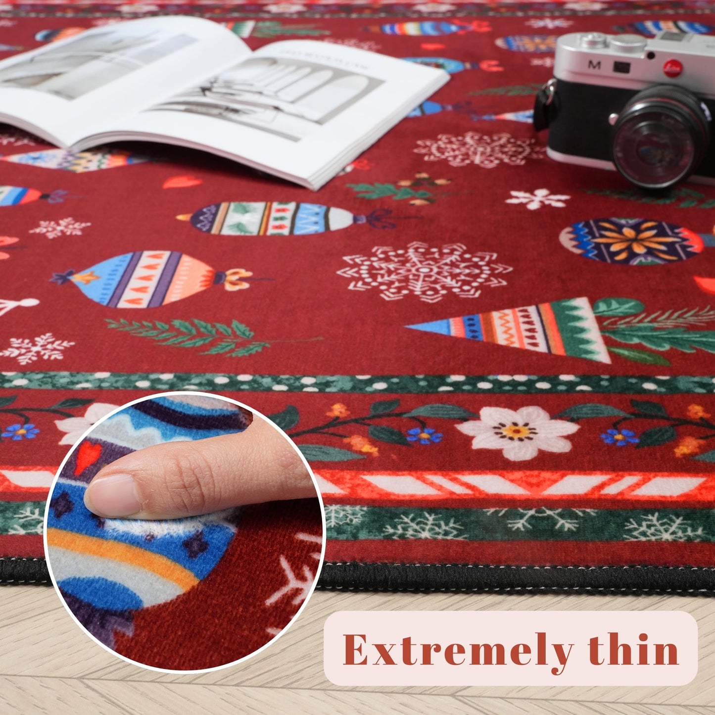 Xmas Snowflake Red Rug (3' x 5')