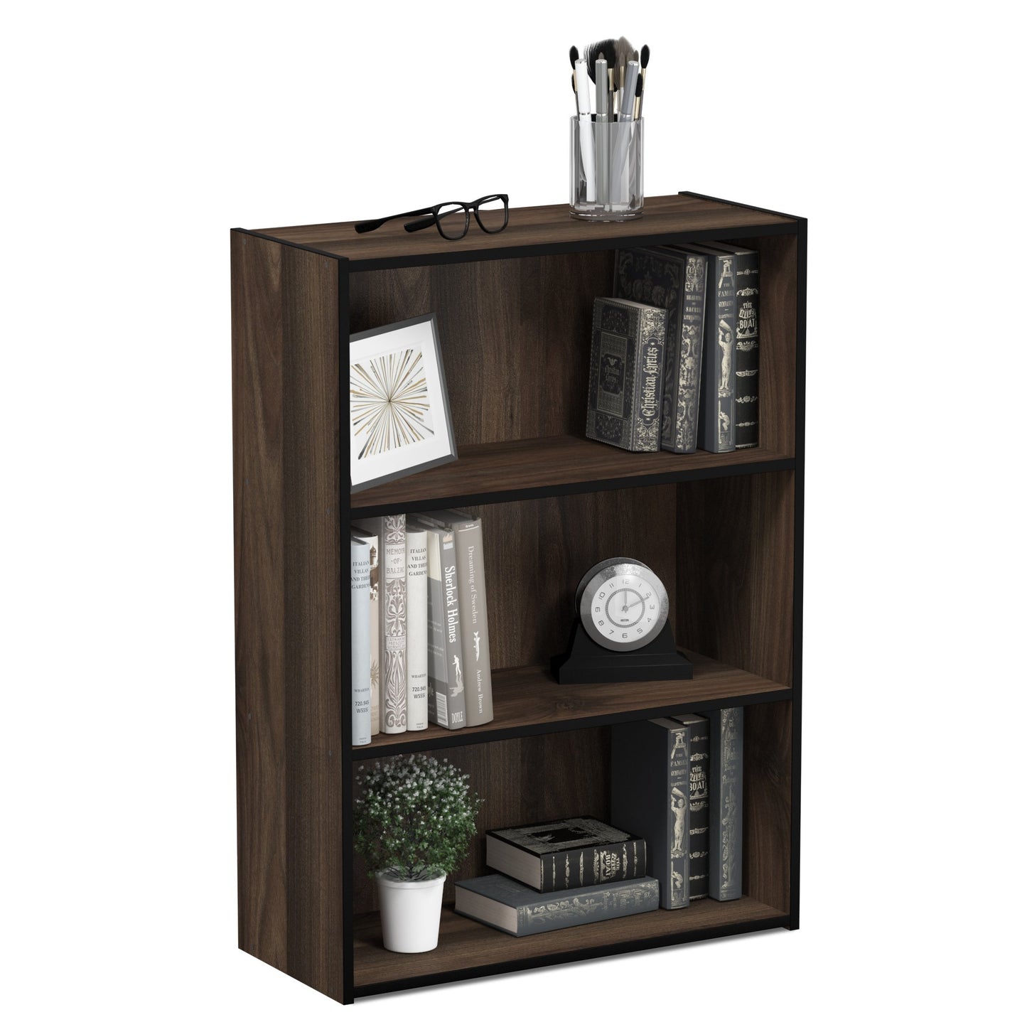 Columbia Walnut 3-Tier Open Shelf Bookcase