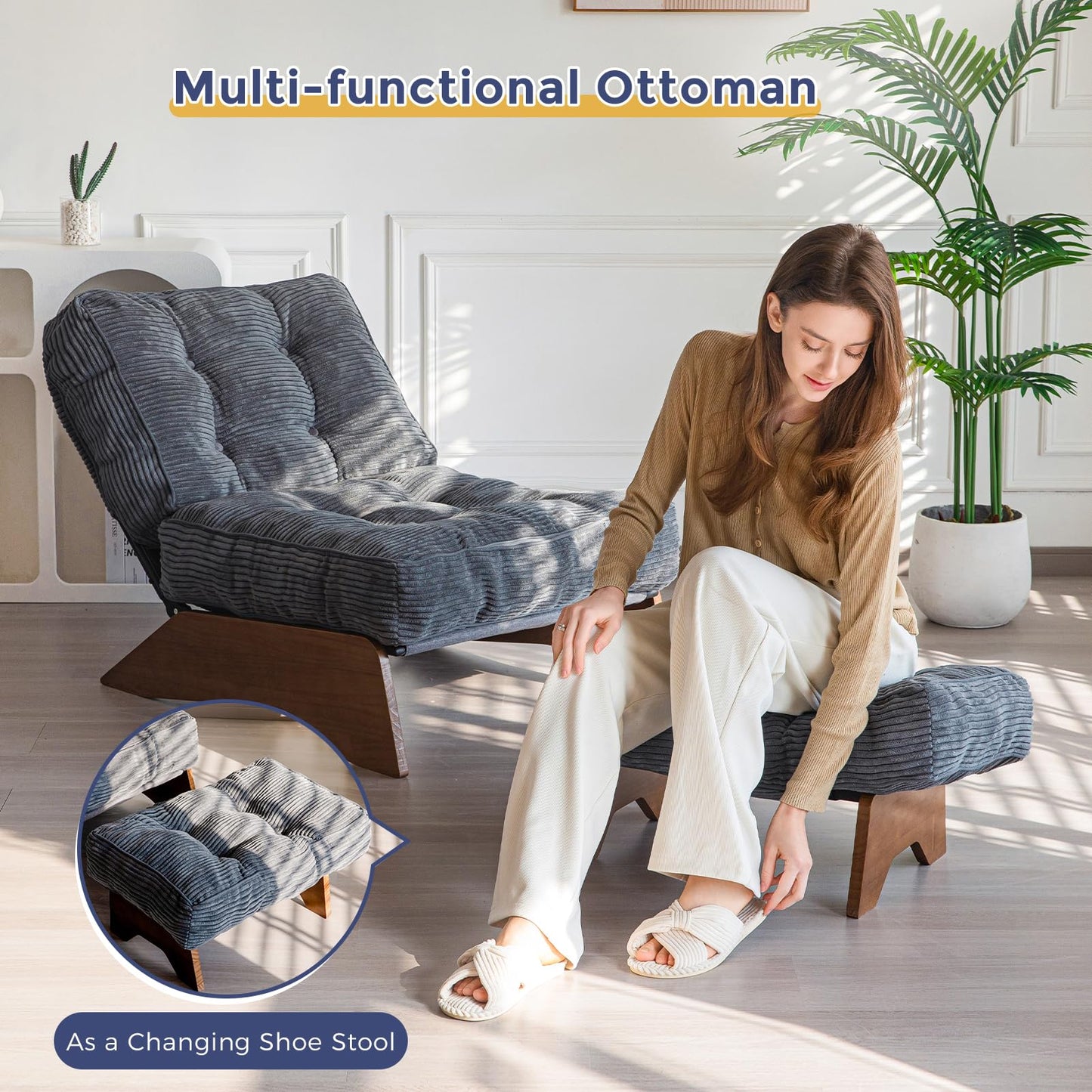 Accent Chair with Ottoman and Adjustable Backrest