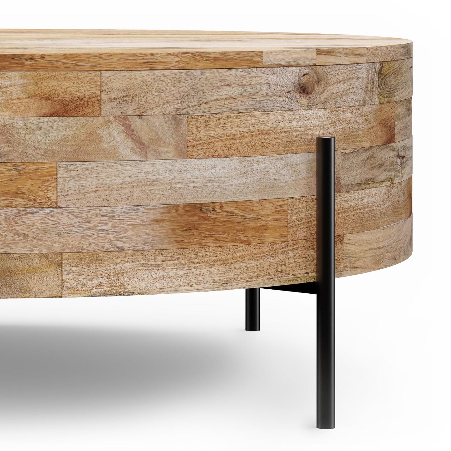 Natural Solid Mango Wood 38 inch Wide Round Modern