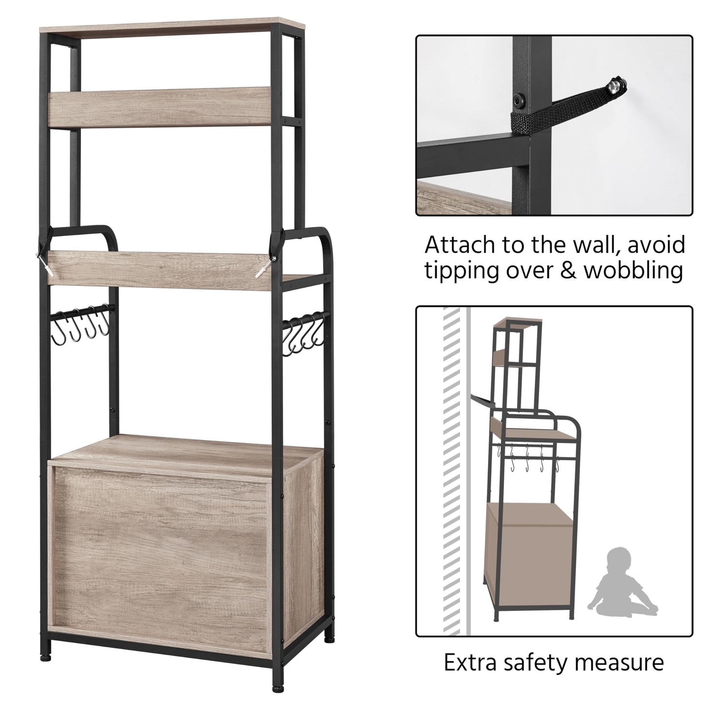 Grey Kitchen Bakers Rack