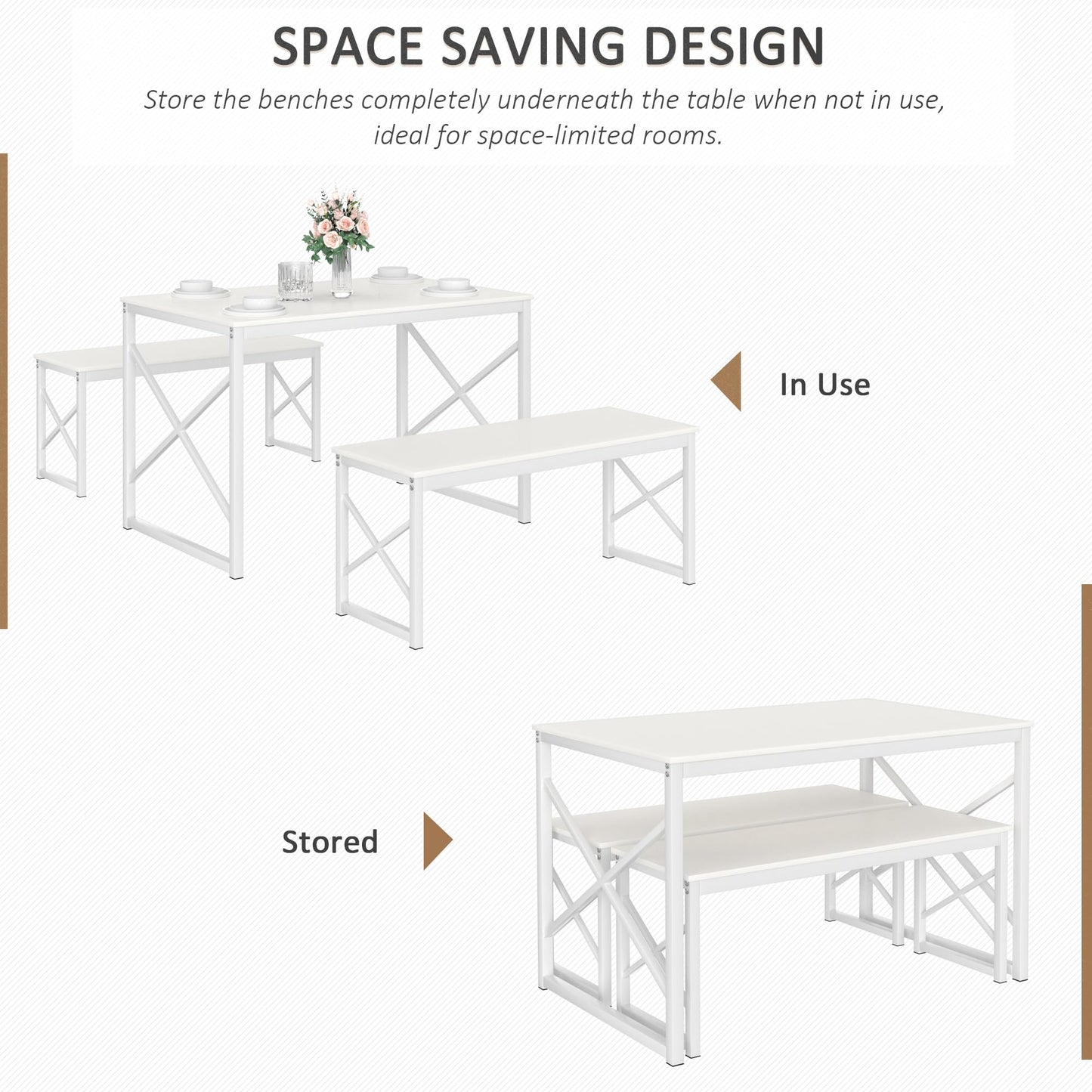 Kitchen Table with 2 Benches