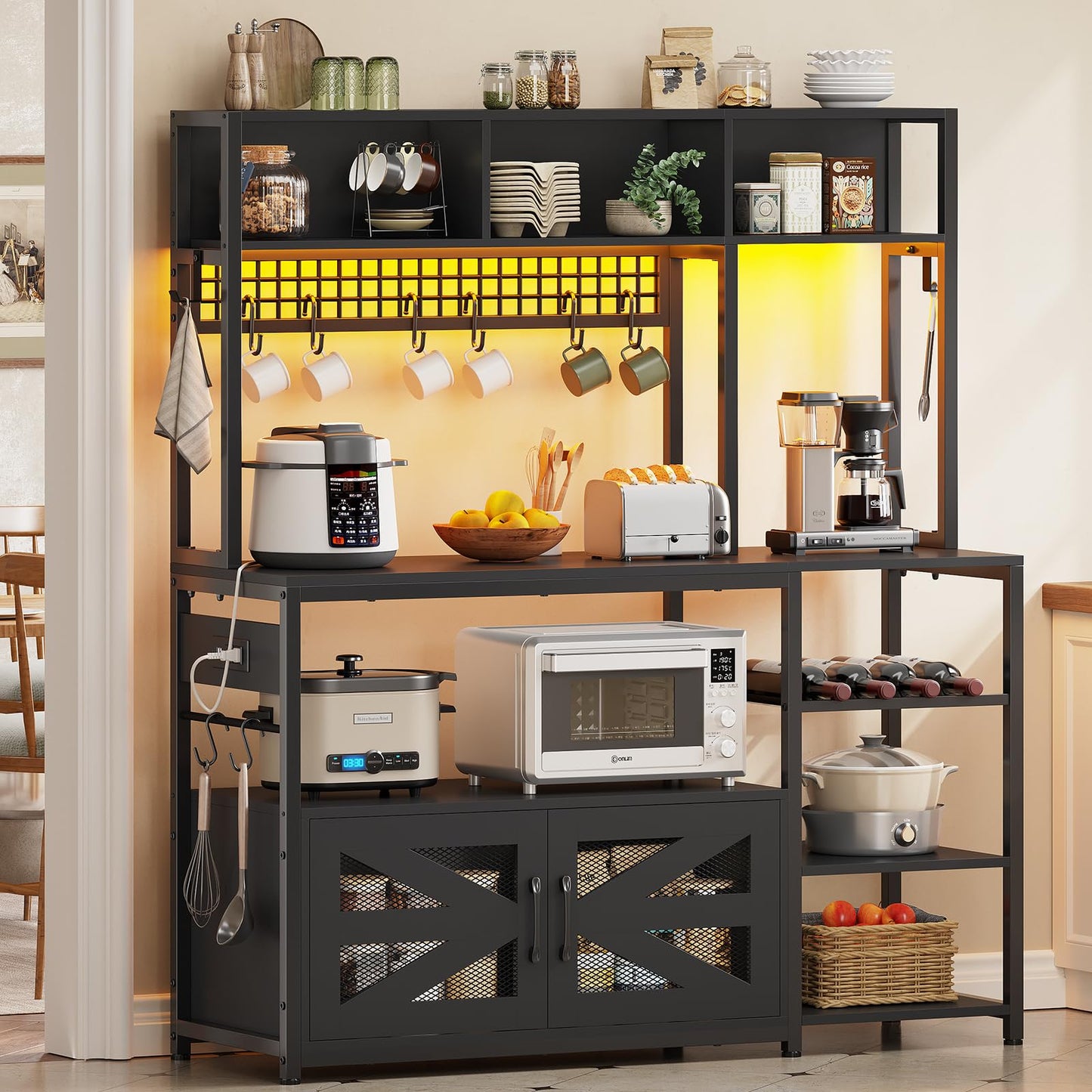 Black Farmhouse Coffee Bar Cabinet