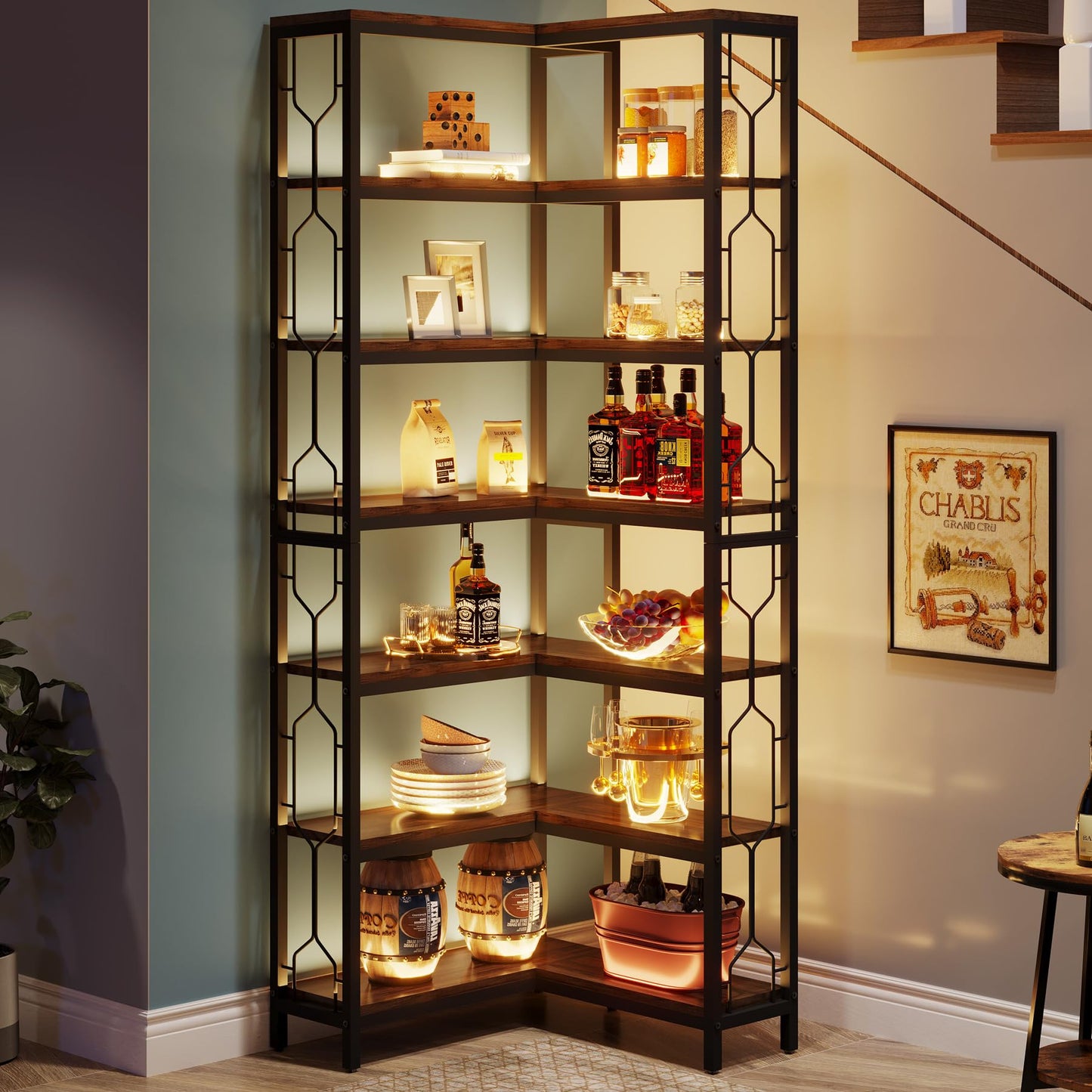 Rustic Brown Corner Bookshelf