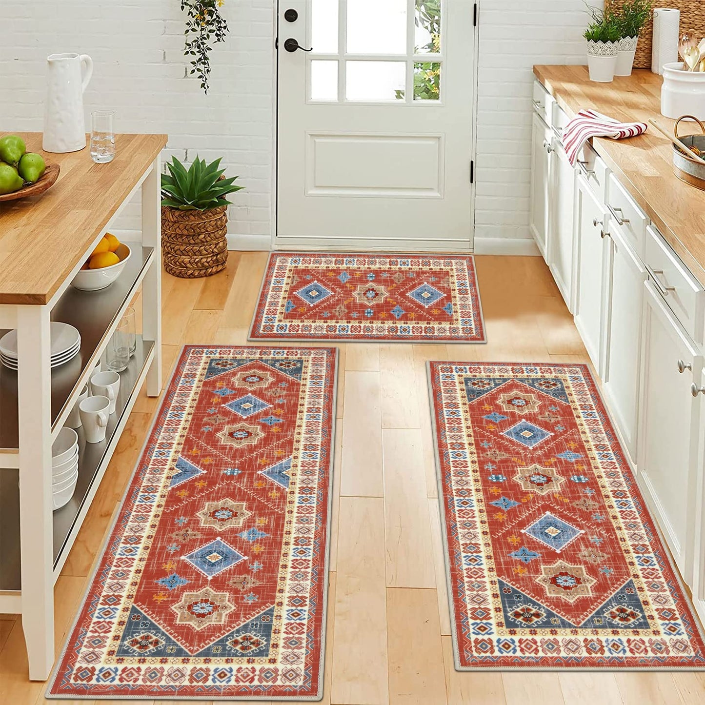 Rust/Red 3 Piece Rug Set