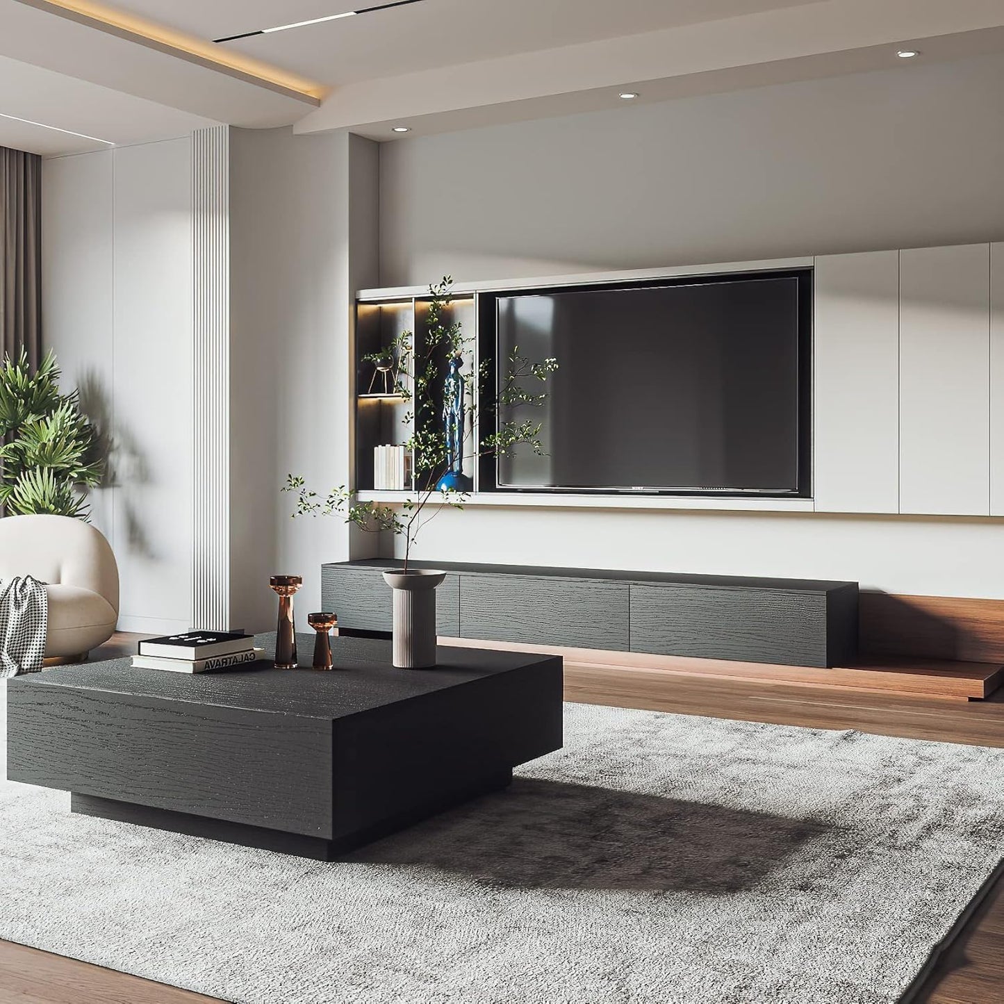 Black Modern Square Coffee Table