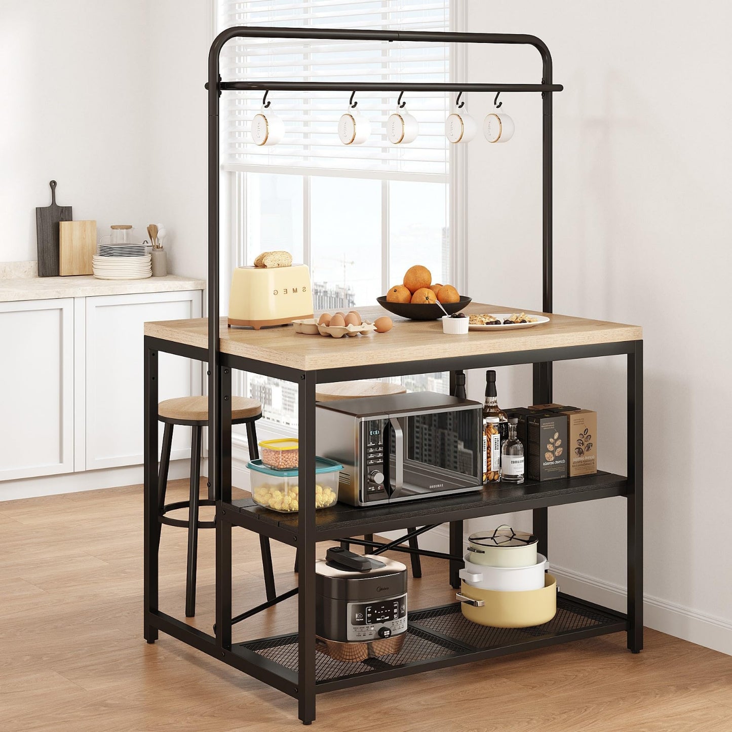 Pear Wood White Kitchen Rack