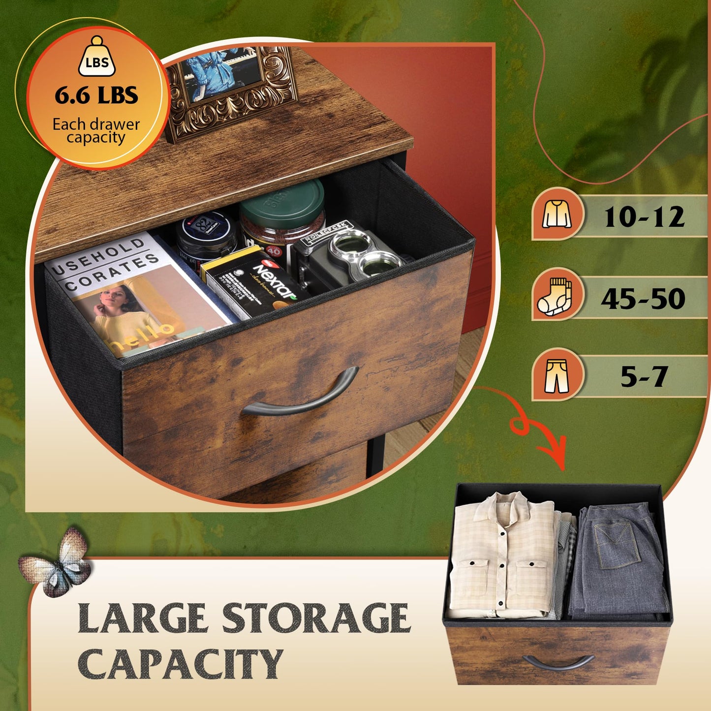 5-Drawer Tall Dresser for Bedroom - Storage Organizer
