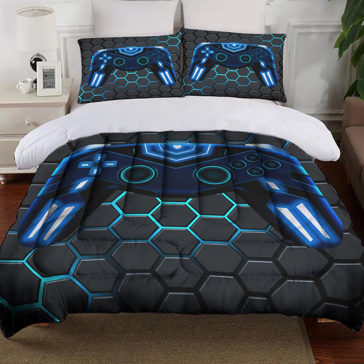 Comforter Twin Size Video Game Console Geometric Bedding Sets