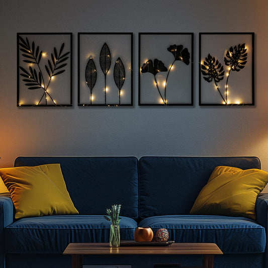 3d Modern Metal Wall Art with Light