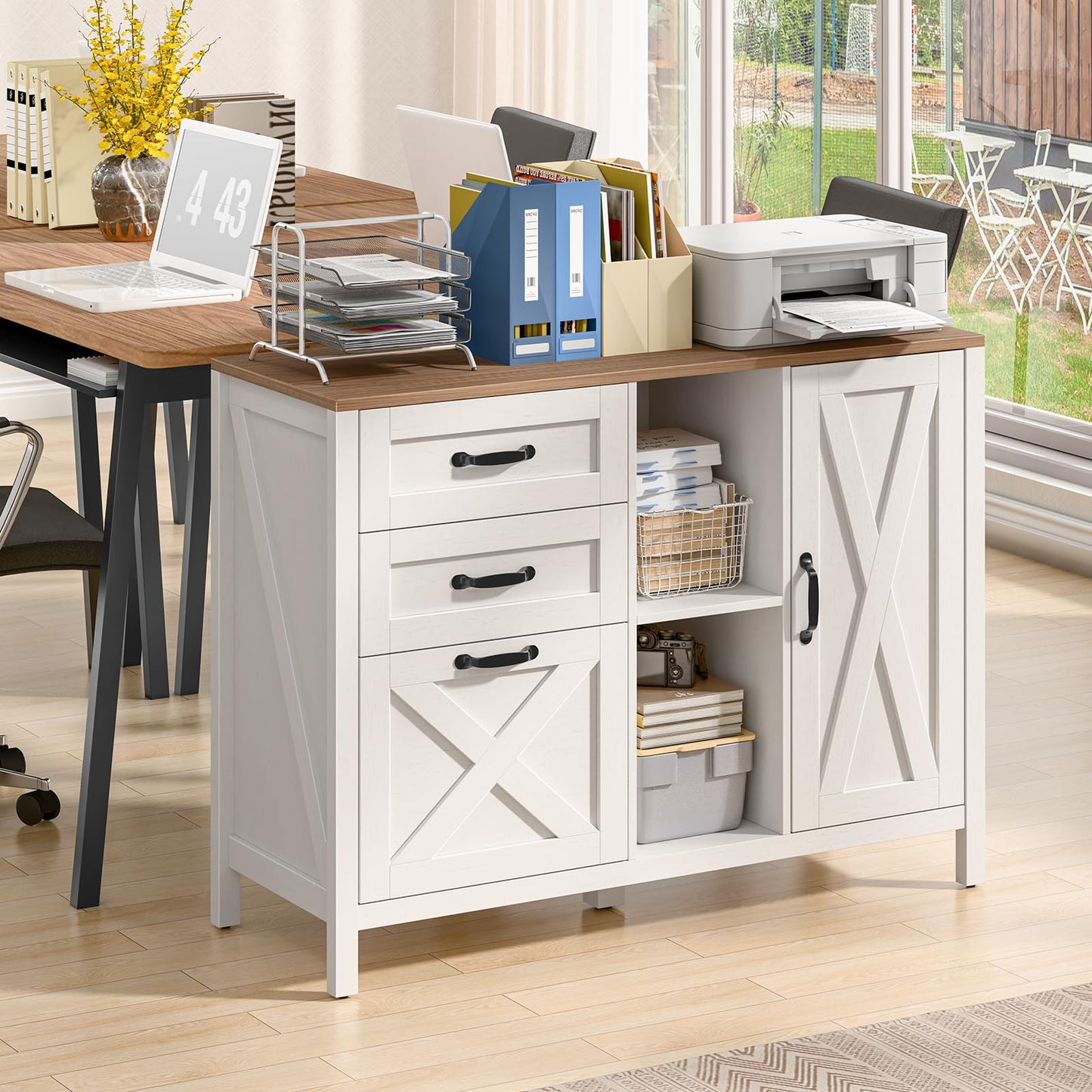 File Cabinet with 3 Drawers and Door