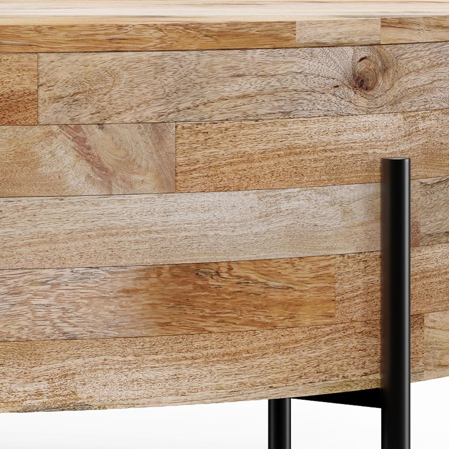 Natural Solid Mango Wood 38 inch Wide Round Modern