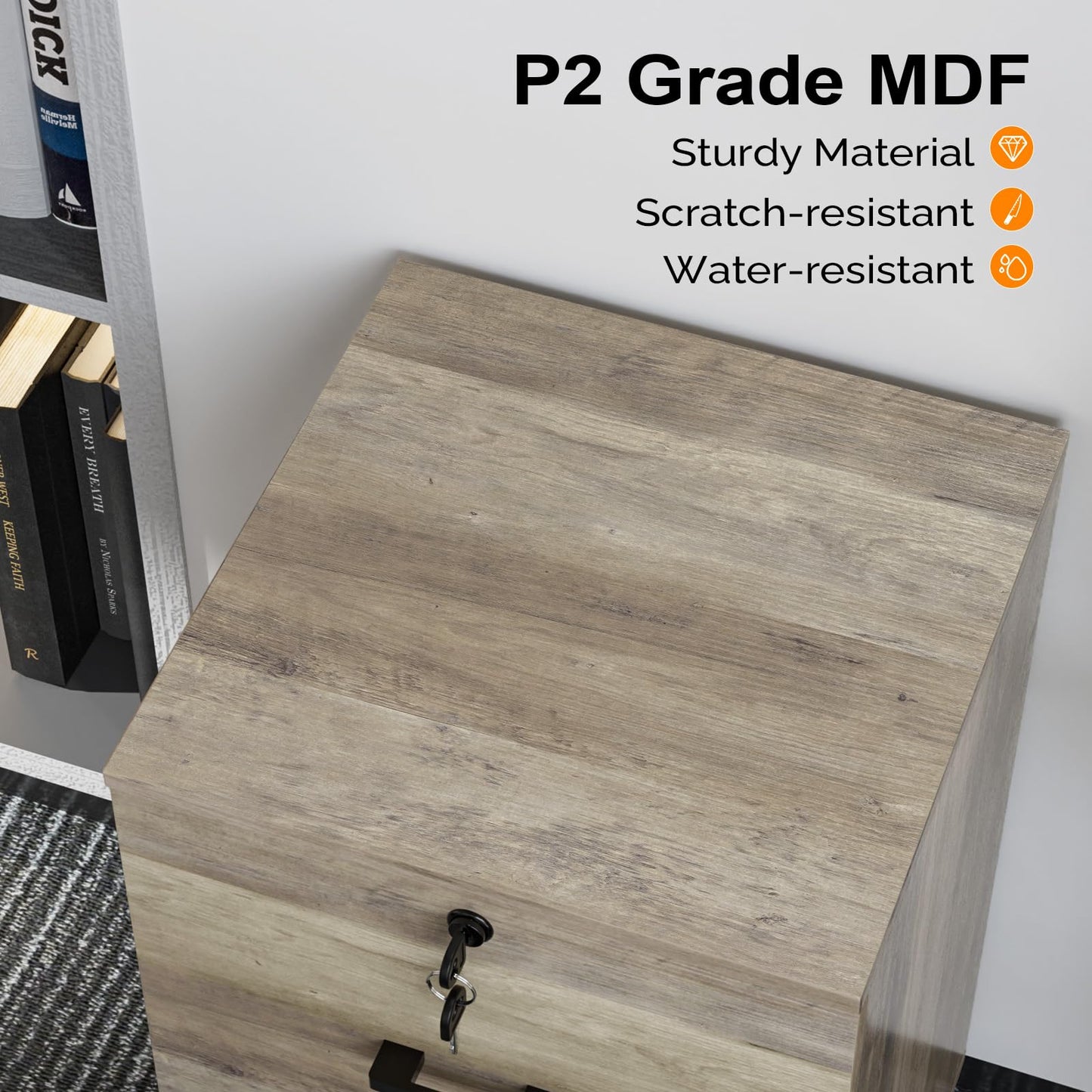 2 Drawer File Cabinet with Lock