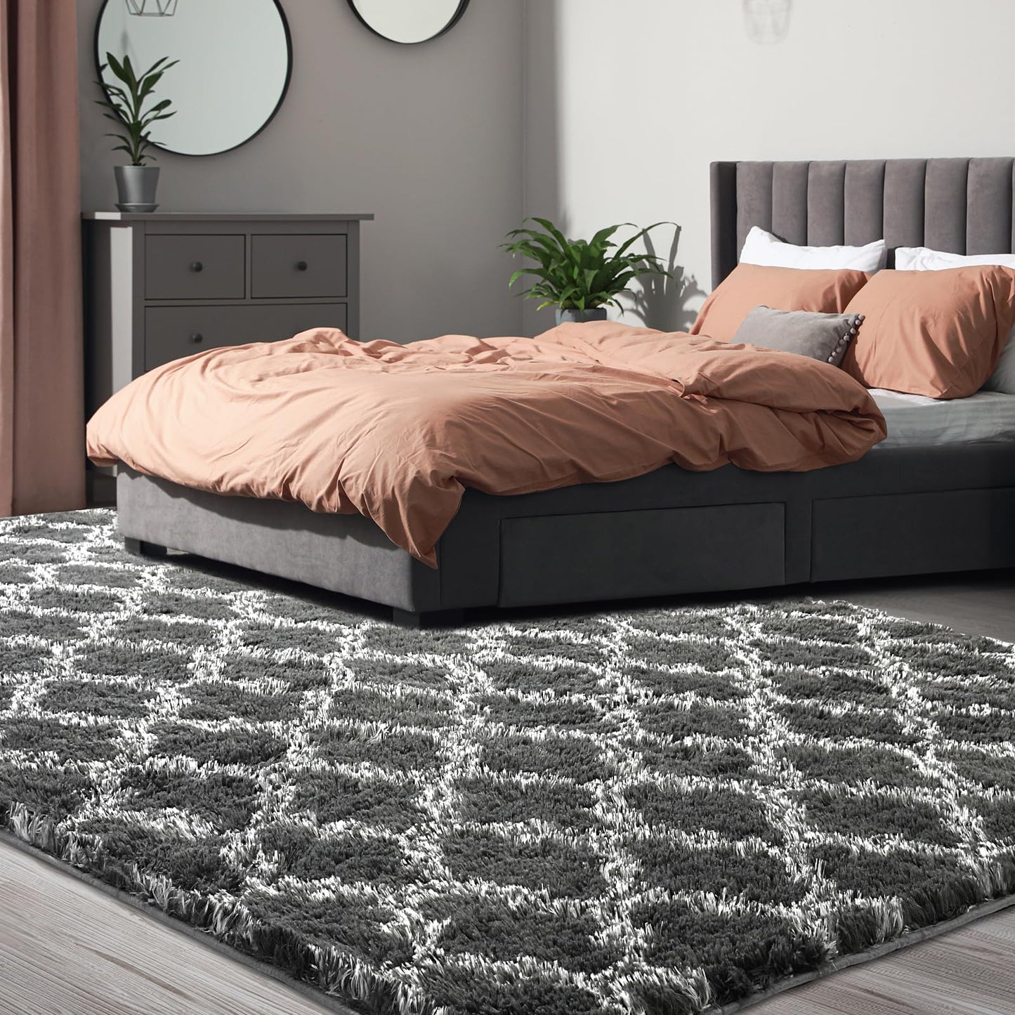 Dark Grey/White Area Rug(5' x 7')