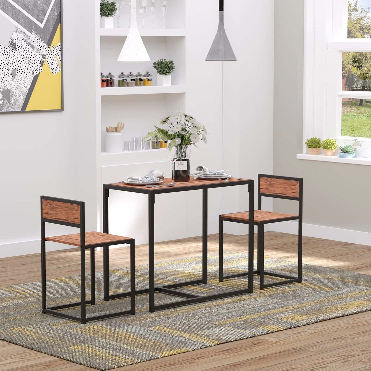 3-Piece Industrial Dining Table Set